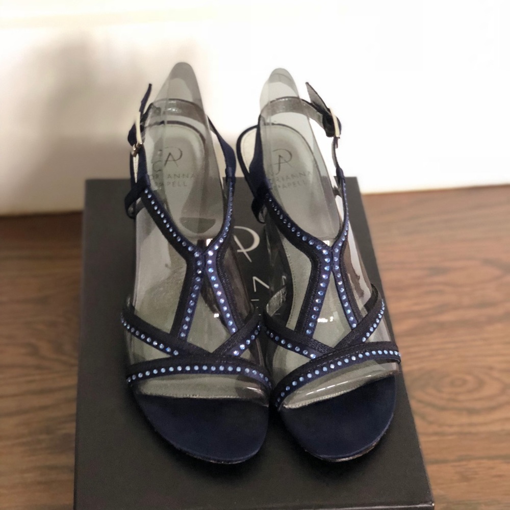 Adrianna Papell Agatha satin navy shoes heels
